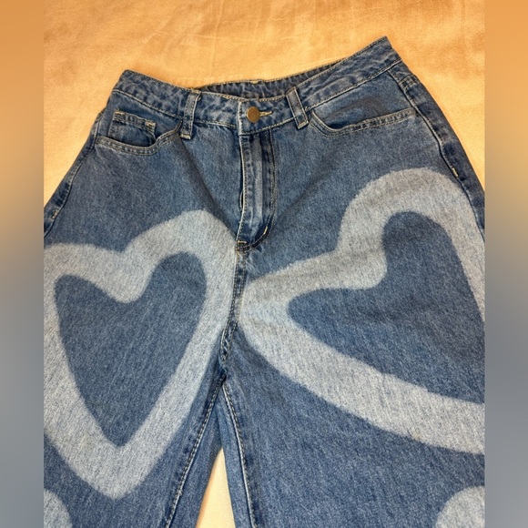 SHEIN Blue Heart Design Flare Jeans - Picture 3 of 5